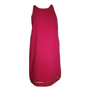 Trina Turk Dress Womens Size 8 Solid All Pink Sleeveless Zip Up Back Metal Trim